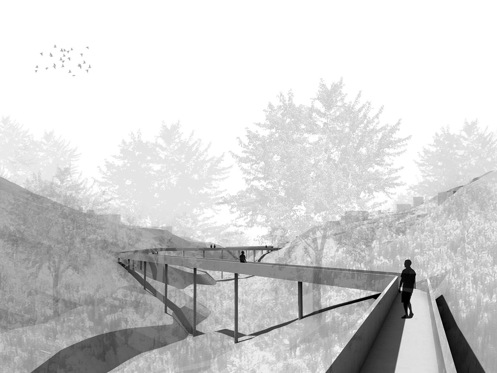 Perspective depuis la passerelle