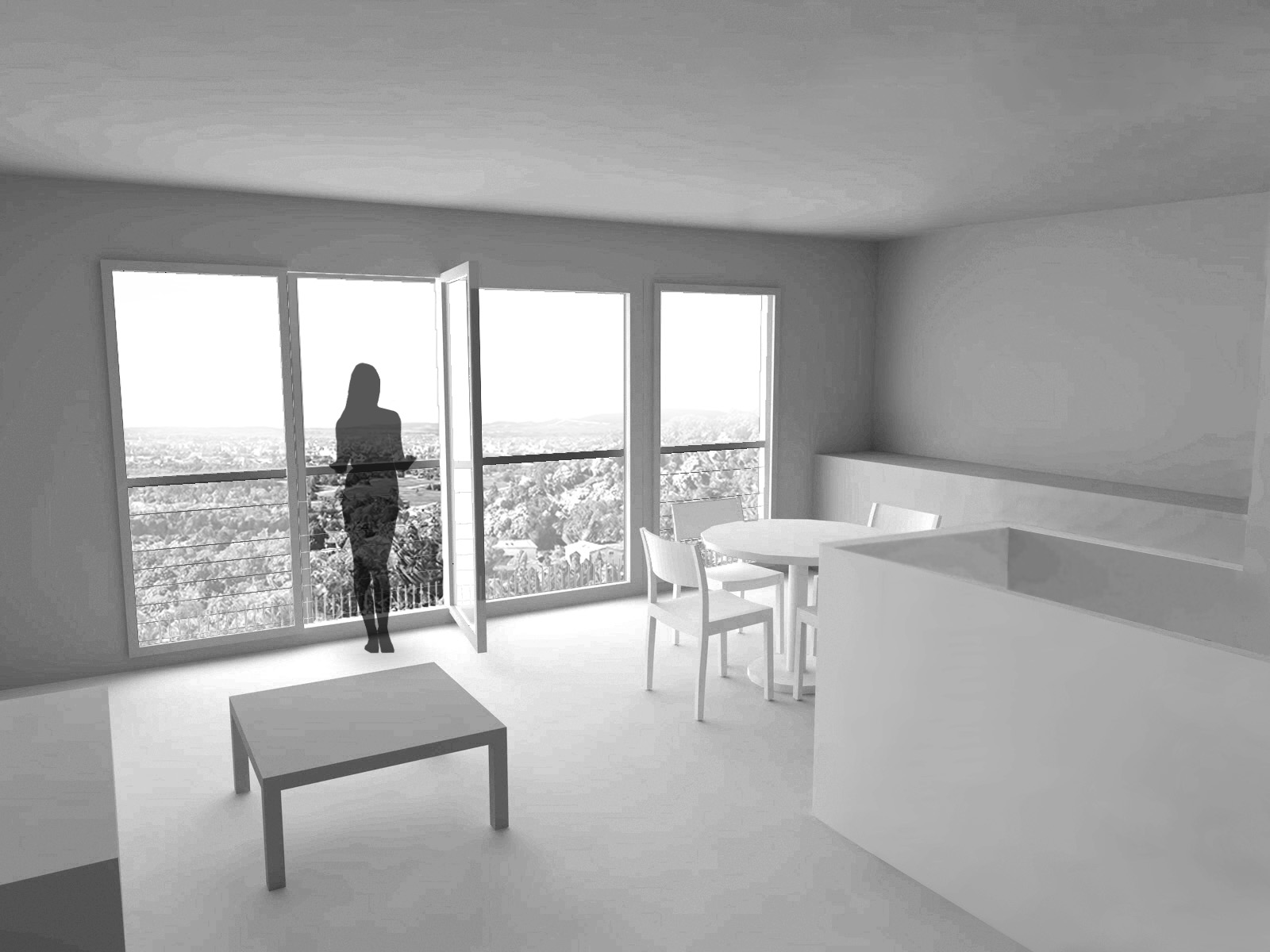 Perspective intérieure d'un logement