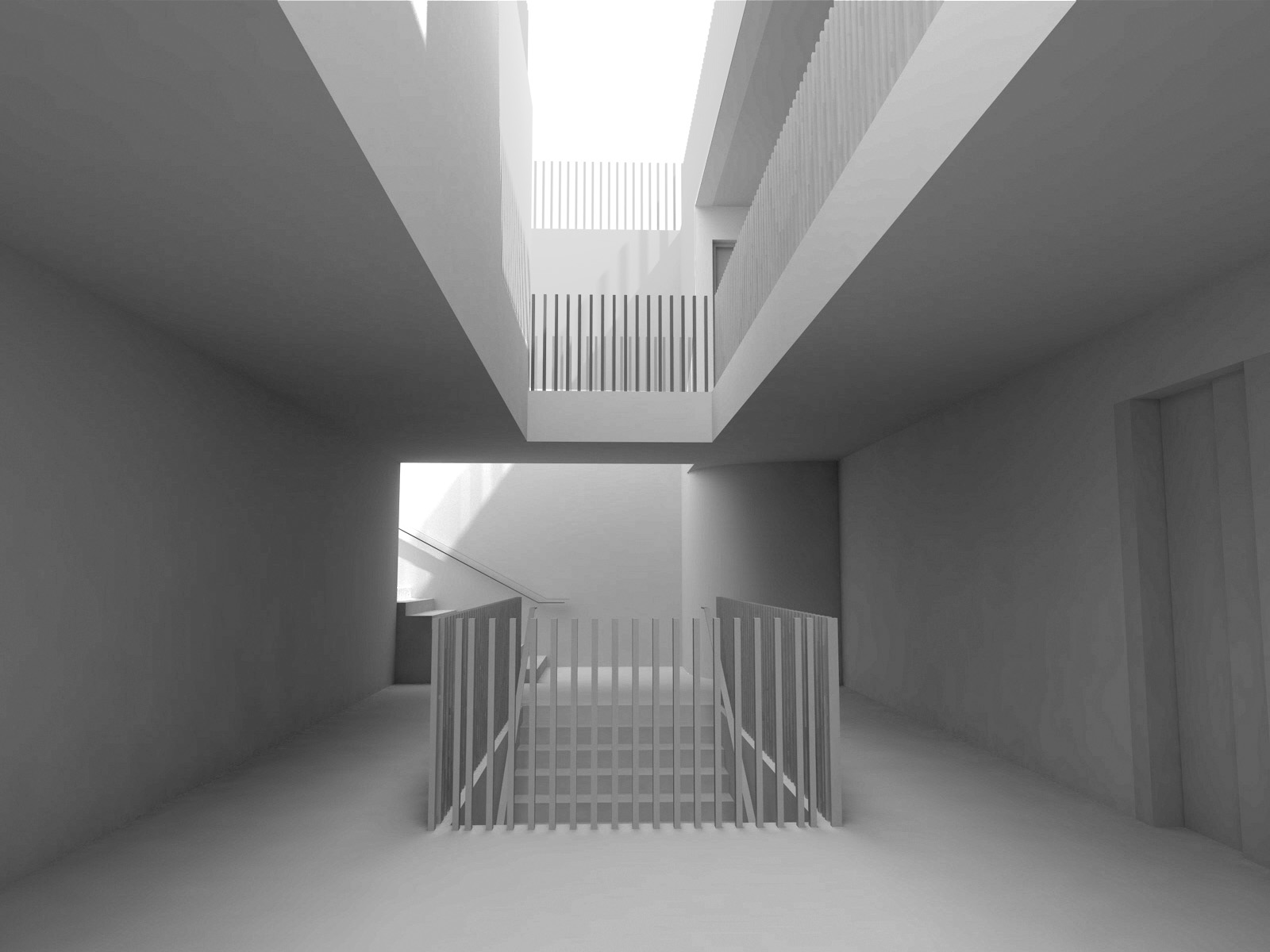 Perspective sur trémie d'escalier commun