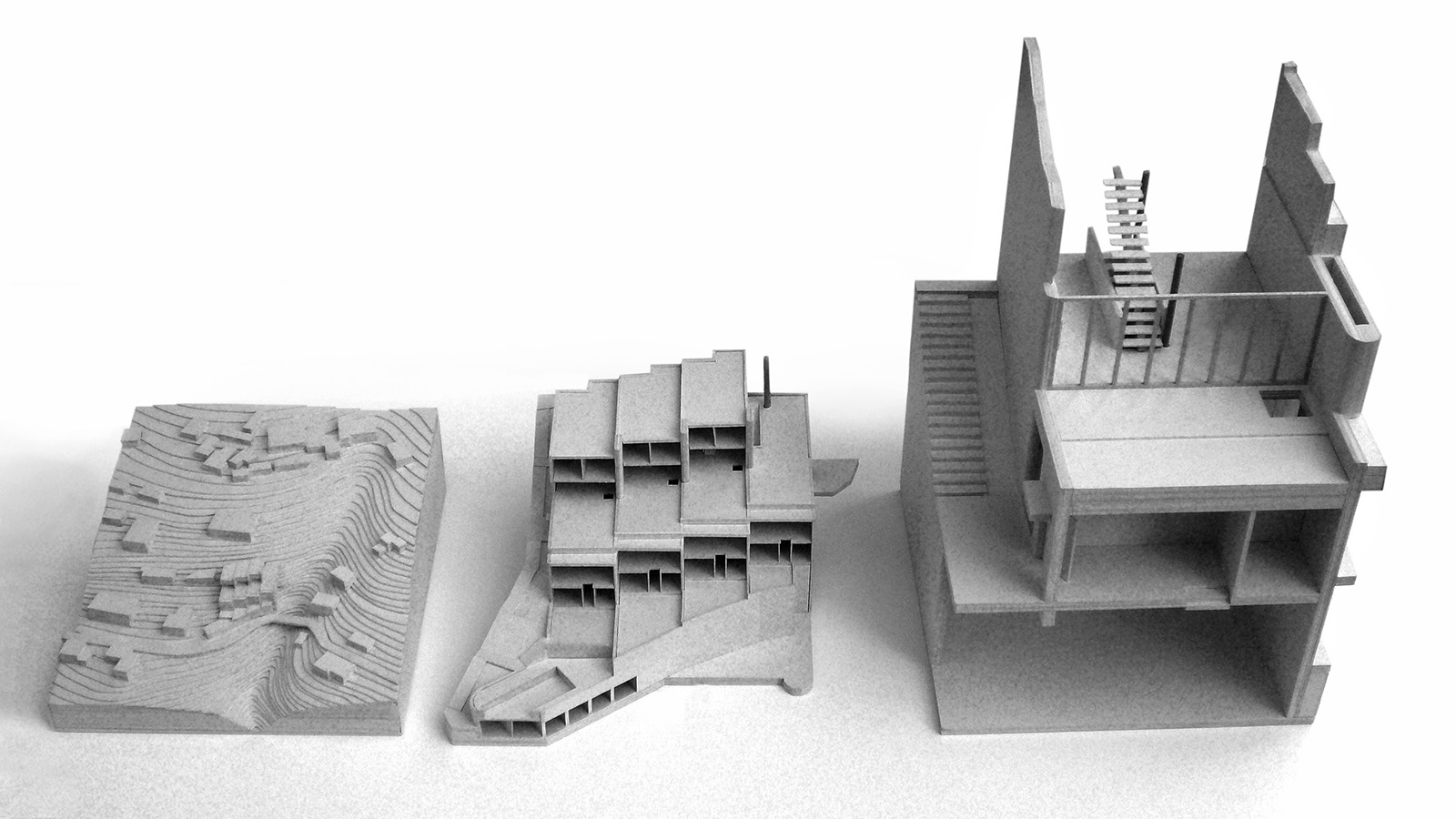 Maquette démontée en 3 éléments